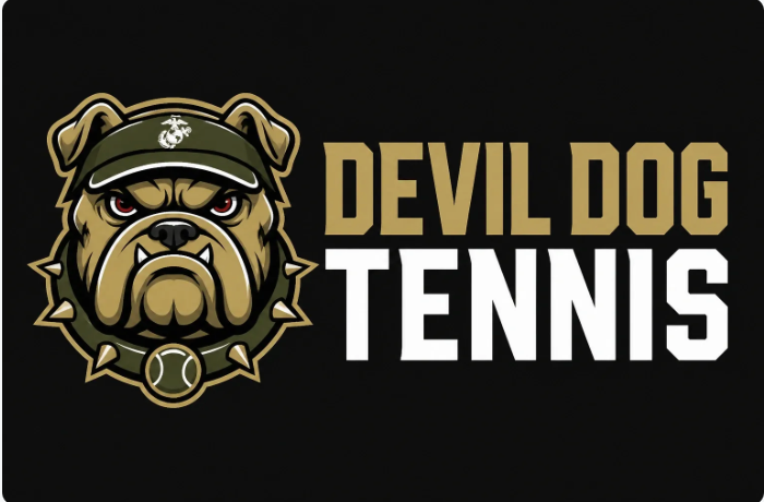 Devil Dog Tennis logo on black background