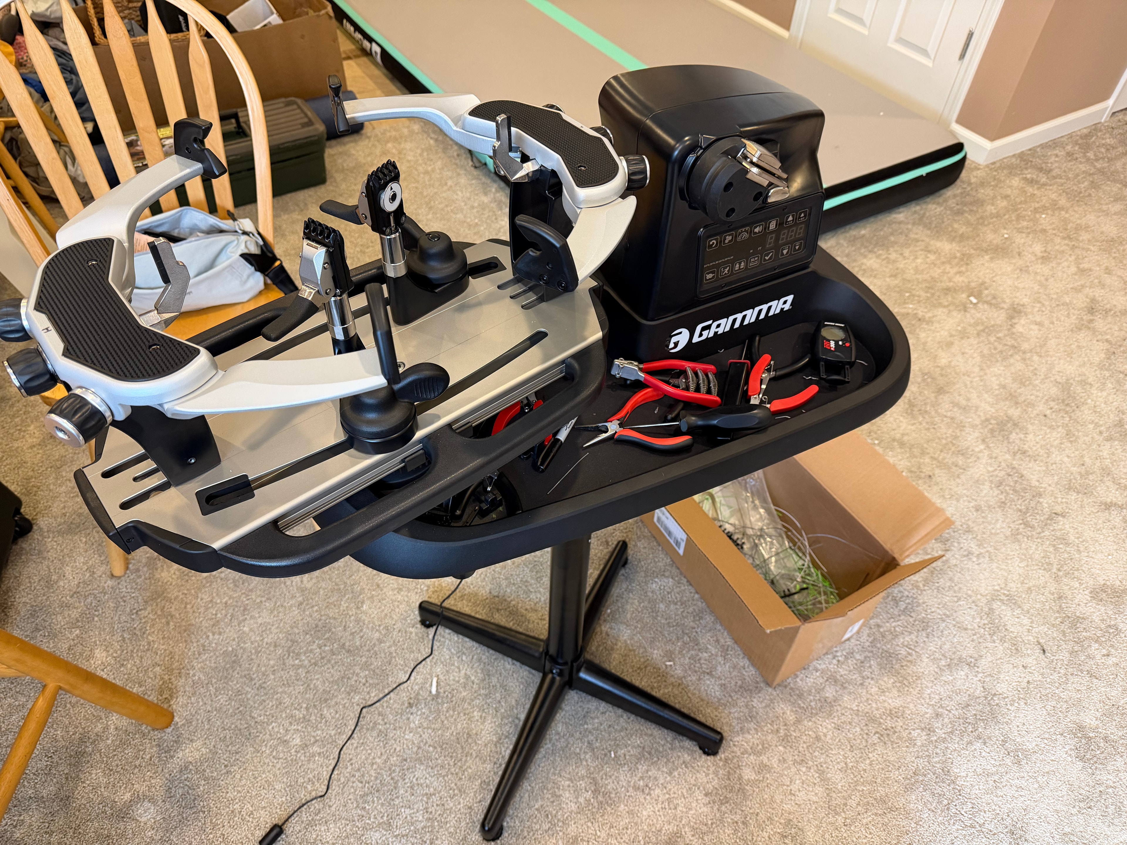 Gamma stringing machine uncovered and ready to use