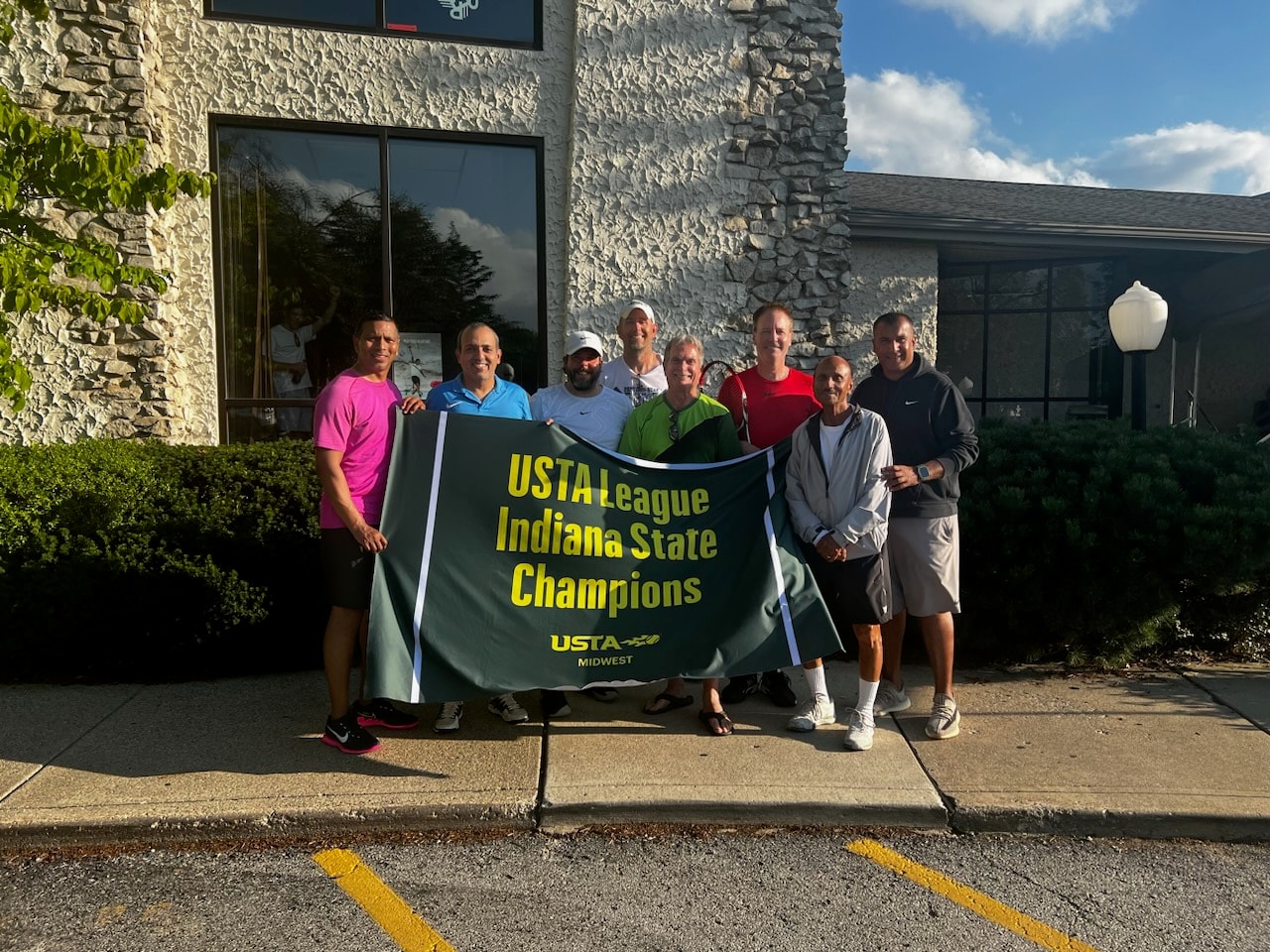 USTA League Indiana State Champions — team photo with banner